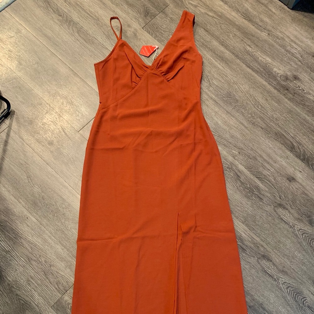 Rust colored midi dress